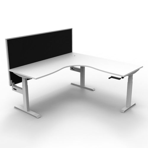 Rapidline Boost Crank Corner Workstation 1500 x 1500 x 750mm with Screen Natural White / White Satin