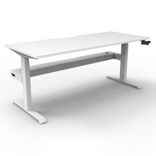 Rapidline Boost Crank Single Sided Workstation 1500 x 750mm with Cable Tray Natural White / White Satin