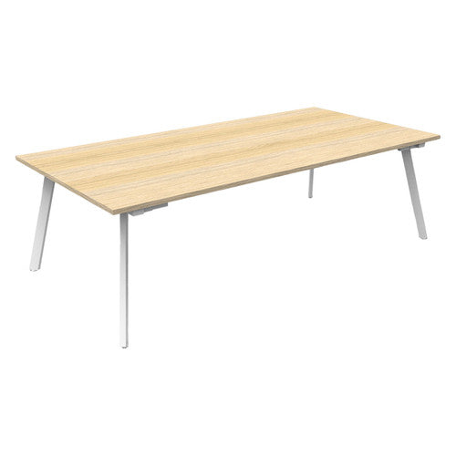 Rapidline Eternity Rectangle Meeting and Boardroom Table 2100 x 750mm Natural Oak / White Satin