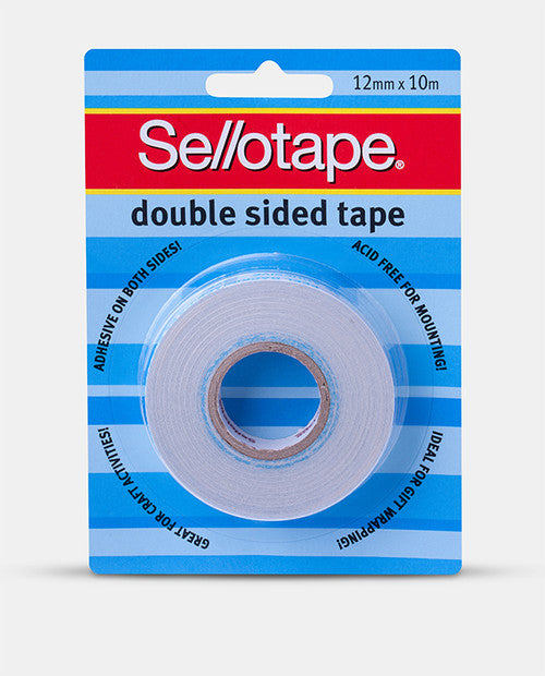 Sellotape Double Sided Tape Roll 12mm x 10m Pack of 10 Hangsell