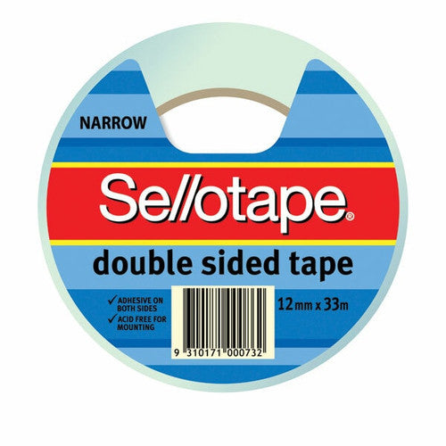 Sellotape Double Sided Tape Roll Narrow 12mm x 33m Pack of 6