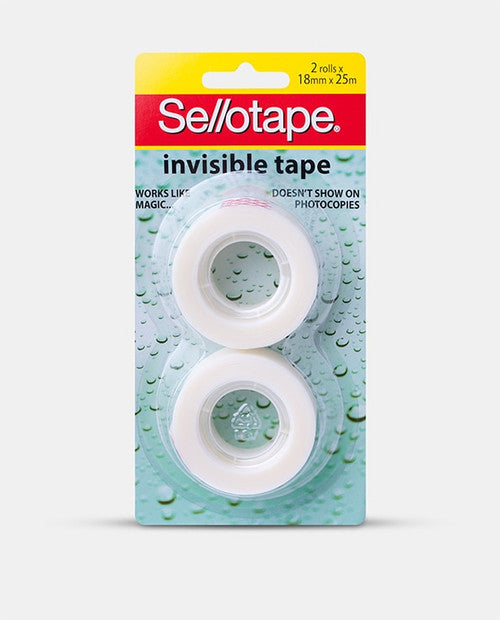 Sellotape Invisible Tape Roll Small 18mm x 25m Pack of 2 Hangsell