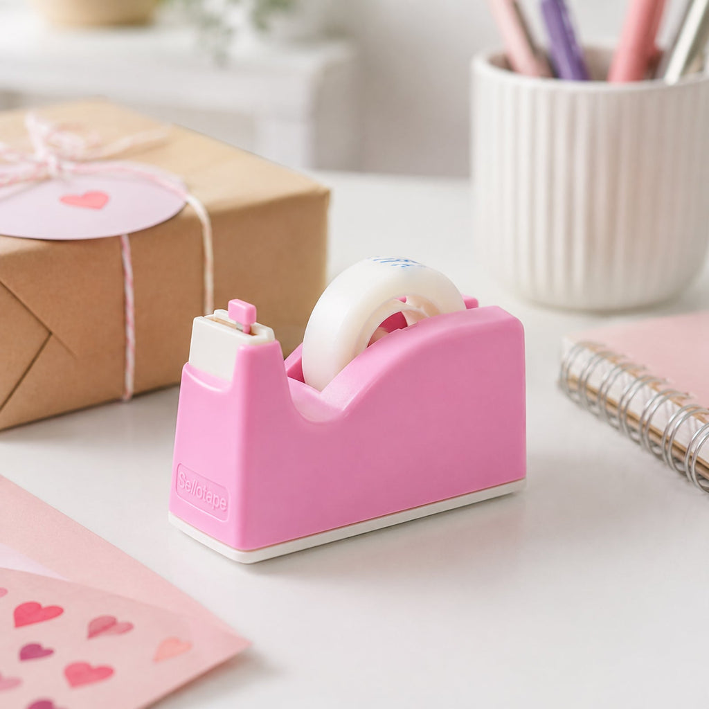 Sellotape Safety Tape Dispenser Mini Pink with Invisible Tape