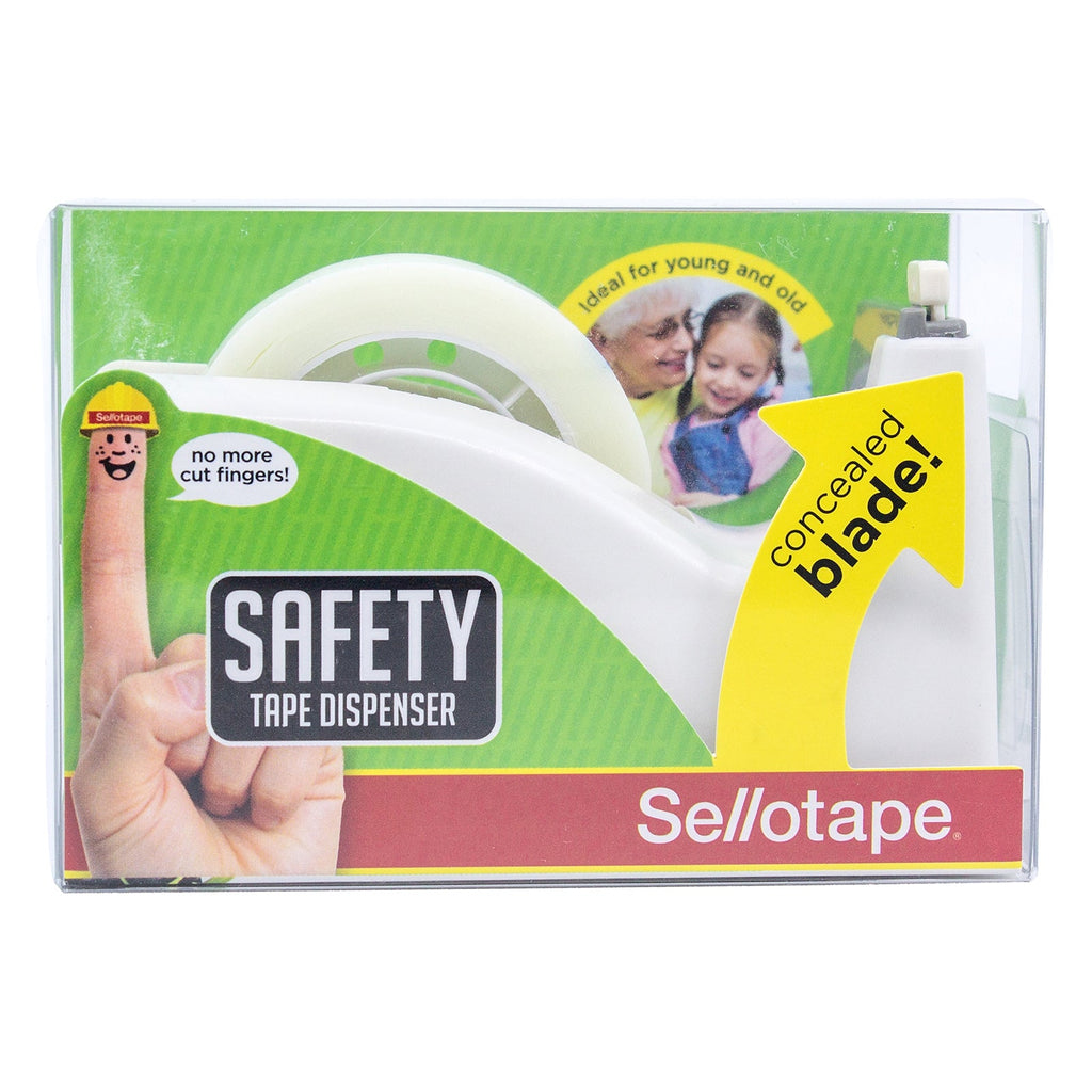 Sellotape Safety Tape Dispenser Mini White with Invisible Tape
