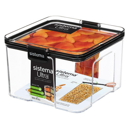 Sistema Ultra Clear Plastic Container Square 1.4L Black