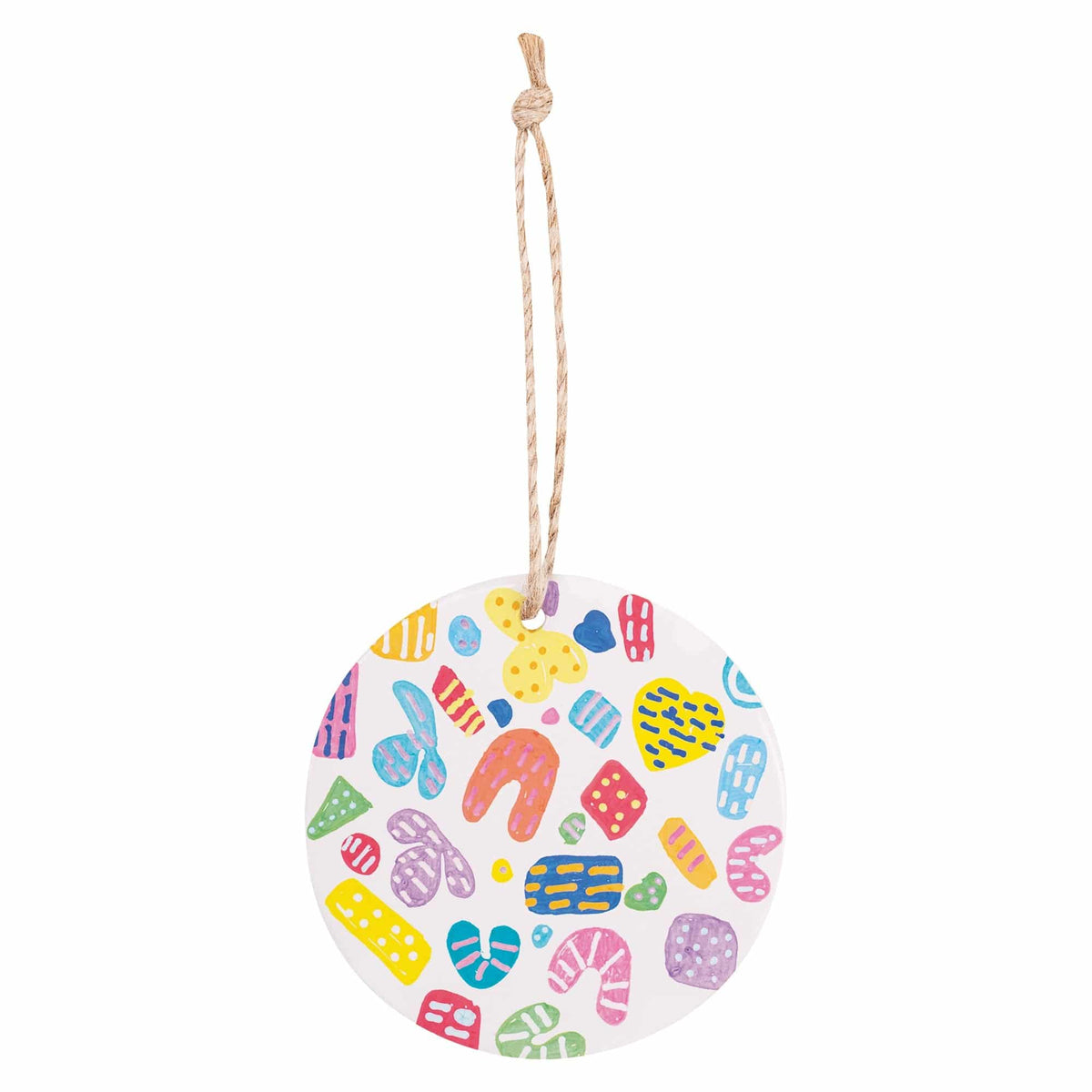 Zart Ceramic Round Shapes Pack of 10 Decorate-Your-Own Ornaments with Hanger