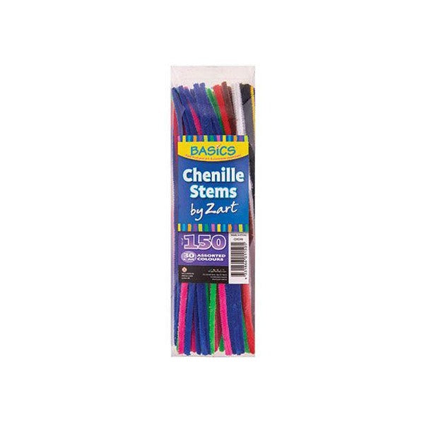Basics Chenille Stems Coloured 30cm Pack of 150 Twelve Colours in a Tub