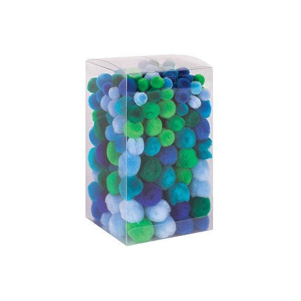 Pom Poms Assorted Cool Colours Pack of 300 12mm 18mm 25mm Nine Colours