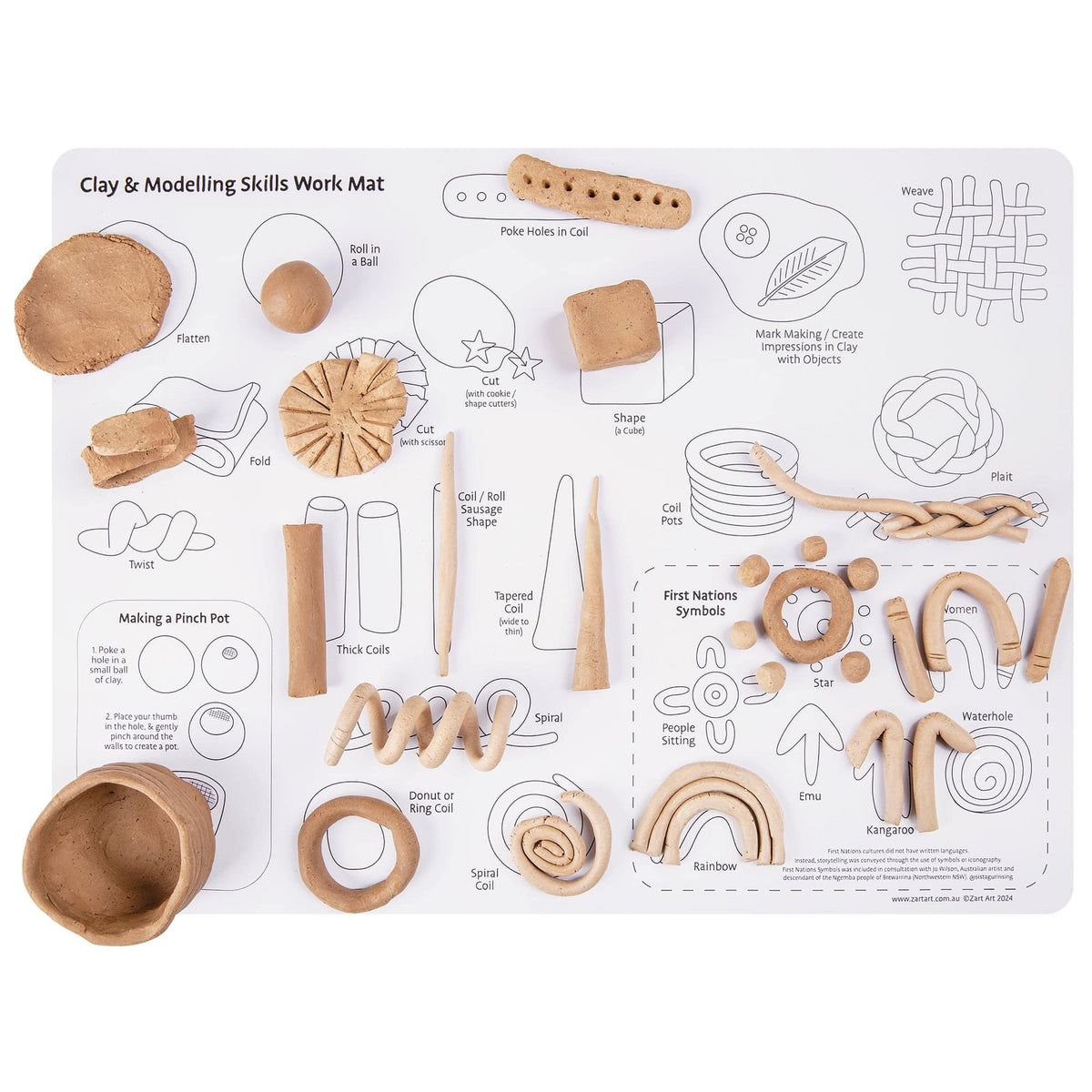 Zart Clay and Modelling Skills Mat Silicone with First Nations Symbols by Jo Wilson