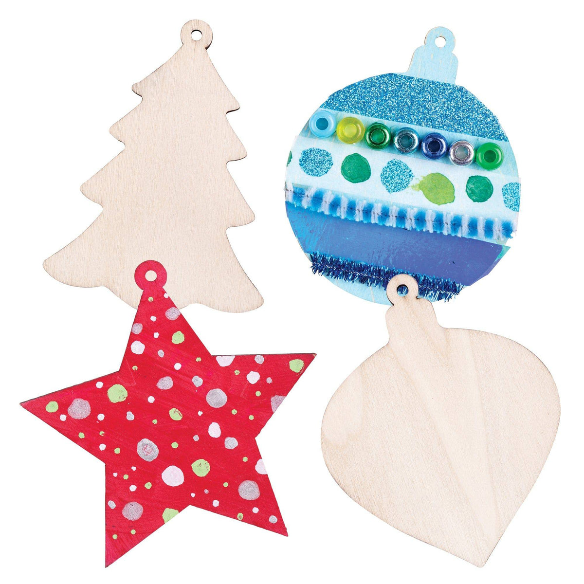 Zart DIY Wooden Christmas Ornaments Assorted Pack of 12
