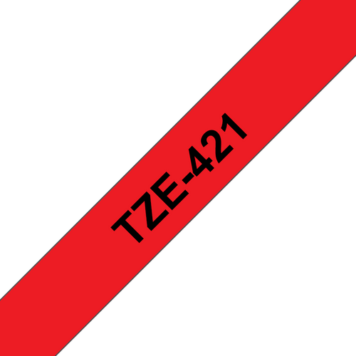 Brother TZe-421 Laminated Label Tape 9mm Black on Red