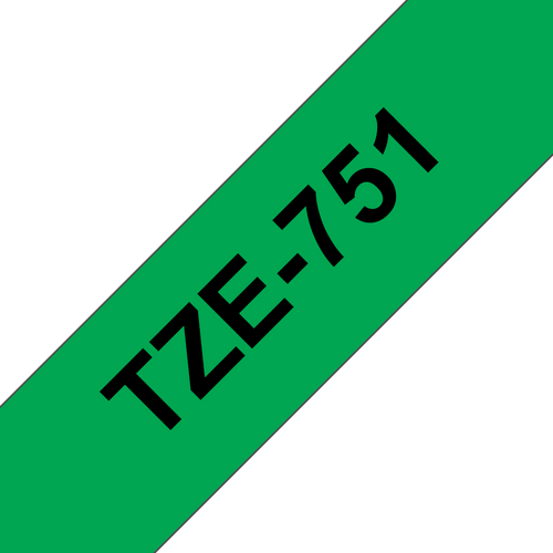 Brother TZe-751 Laminated Label Tape 24mm Black on Green