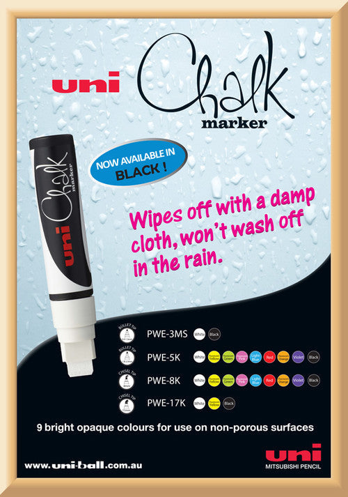 Uni Liquid Chalk Marker Chisel Tip 8mm Assorted Wallet of 4