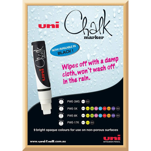 Uni Liquid Chalk Marker Chisel Tip 8mm Metallic Colours Pack of 4