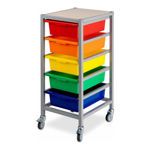 Visionchart Mobile Storage Tote Tray Trolley 5 Bays