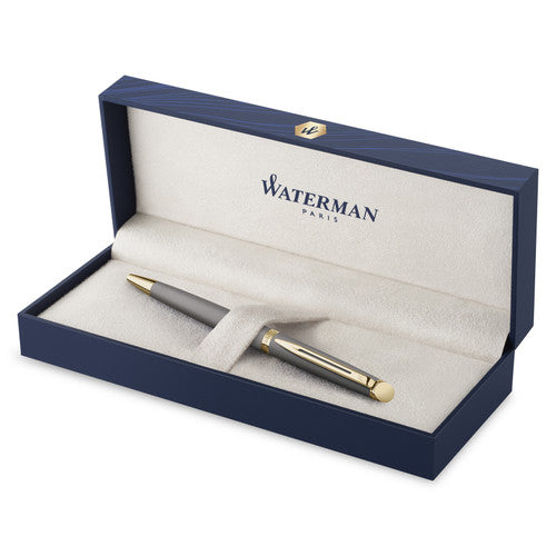 Waterman Hemisphere Metallic Grey Gold Trim Ballpoint Pen Medium Tip