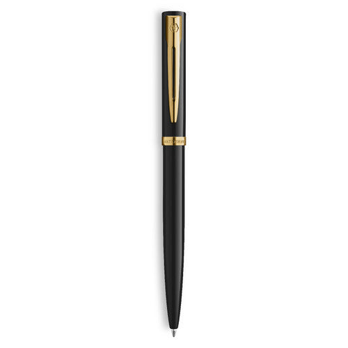 Waterman Impression Ballpoint Pen Black with Gold Trim Medium Tip Blue Ink Gift Box