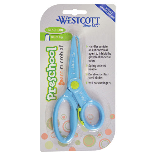 Westcott Pre-School Anti-Microbial Spring Scissors 137mm Assorted Colours Box of 6